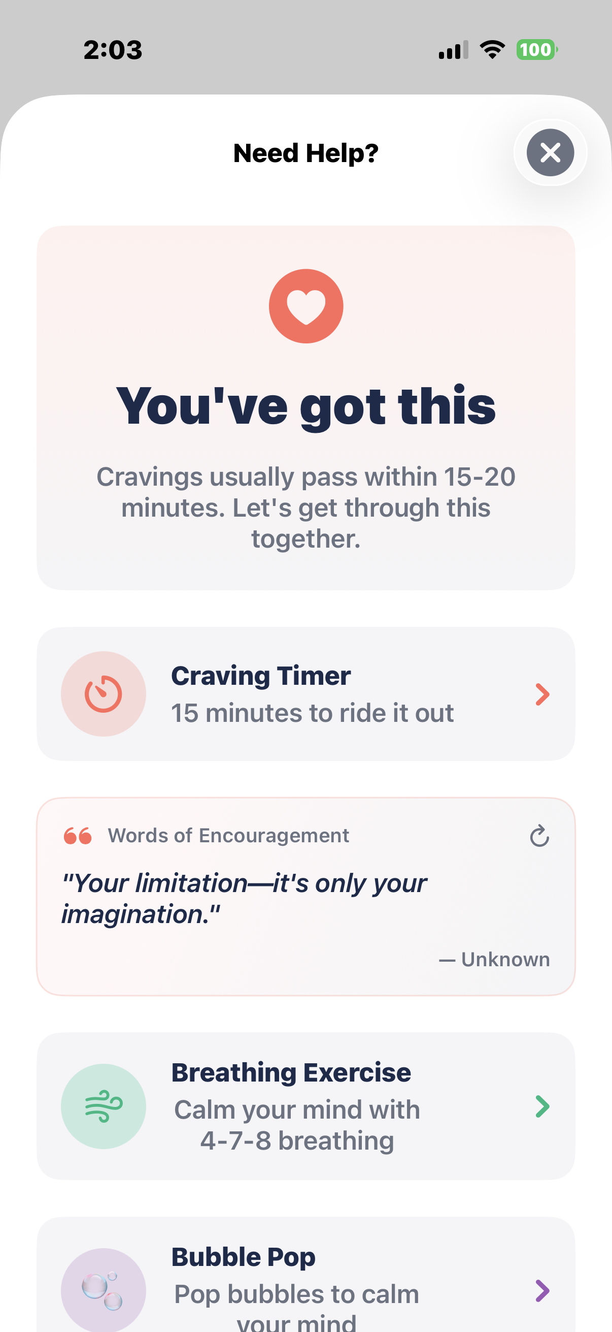 Clear Days Home Screen
