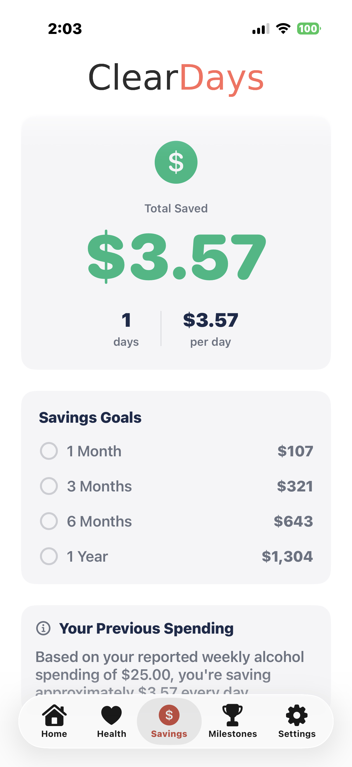 Clear Days Savings